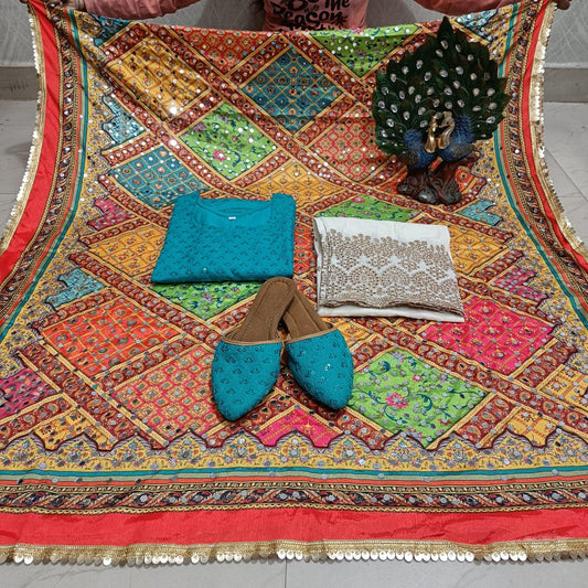 Blue Cambric Cotton Kurti with Digital Pakistani Mirror Dupatta Set Latest Online - Inayakhan Shop 