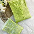 Chartreuse Green Cotton Chikankari Handwork Kurti Suit Shopping Plus Sizes