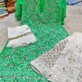 Green Georgette Gotta Patti Kurti Sharara Salwar Dress Designs