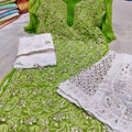 Green Georgette Gotta Patti Kurti Sharara Salwar Suits Online India