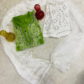 Green Lucknowi Georgette Chikankari Mirror Gala Buti Kurti Latest Online