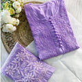 Lavender Cotton Chikankari Hand Work Kurti Suit Designs Plus Sizes
