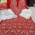 Red Georgette Gotta Patti Kurti Sharara Salwar Suit