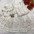 White Chikankari Handwork Jaal Work Kurta With Sharara